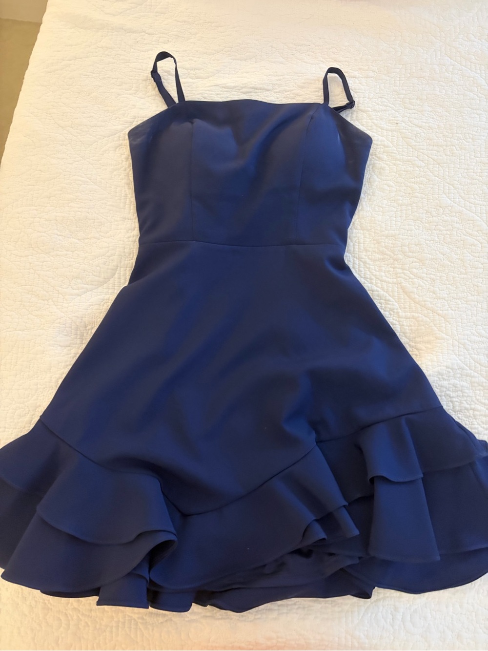 Princess Polly Navy Blue Ruffle Hem Mini Dress
